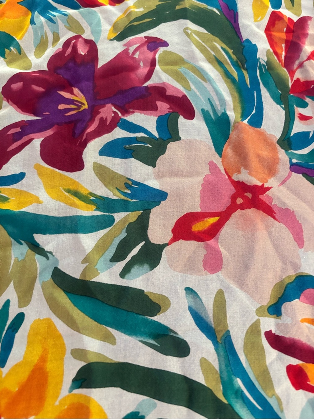 Dana Herbert multicolored floral sheer silk scarf. - Picture 3 of 13